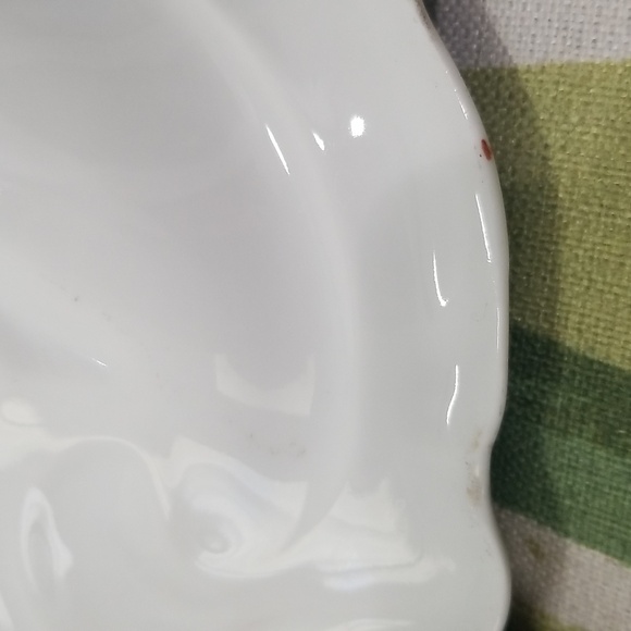 Germany Three Crown China Big Cottage Scenic Bowl With Wavery Green Gold Flowers - Picture 16 of 16